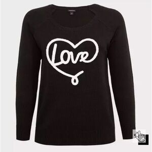Torrid black love heart sweater.